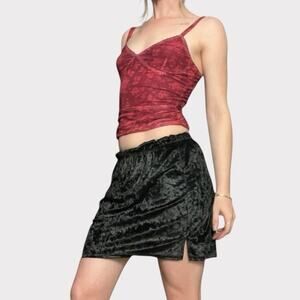 Black Crushed Velvet Mini Skirt